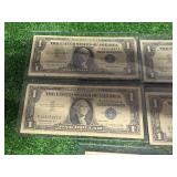 5 1957 One Dollar Silver Certificates