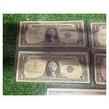 5 One Dollar Silver Certificates