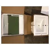 24 in. W x 18.1 in. D x 18.1 in. H Single Sink Bath Vanity in Green with White Ceramic Top and Drain Faucet Set  Customer Returns See Pictures