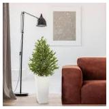 Nearly Natural Indoor/Outdoor 4 ft. White Planter Artificial Olive Cone Topiary Tree   Customer Returns See Pictures