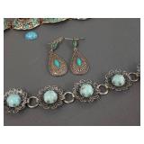 Vintage Turquoise and Costume Jewelry Set