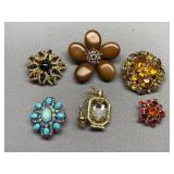 Vintage Assorted Gemstone Brooch Collection