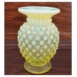 Vintage Fenton Vaseling Opalescent Hobnail Miniature Vase