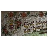 Vintage Tin Foil "God Bless Our Home" Framed Artwork