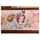 Yard Long Framed Maud Humphrey Butterfly Time Victorian Girls w/ Butterflies