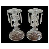 Pair of Vintage Crystal Prism Candle Holders