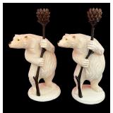 Two Department 56 Polar Bear Candle Holders