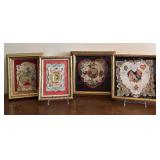 Four Framed Vintage Valentines