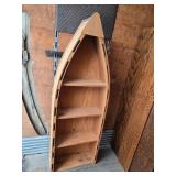 Wooden Boat-Shaped Bookcase with Three Shelves Approx. 71 x 24