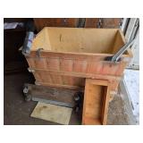 Large Wood Crate and a Rolling Cart