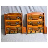 2 Hand-Painted Wooden Mail Organizers