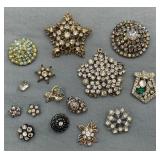 Rhinestone Jewelry - Vintage Brooches and Buttons