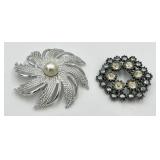 Vintage Jewelry including Rhinestone Bracelet and 5 Brooches