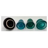 9 Glass and Porcelain Insulators: Hemingray 21, 42, Clear Blue Green Brown