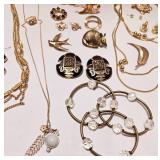 Group of Vintage Gold & Black Fashion Jewelry