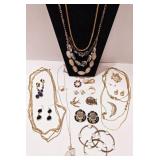 Group of Vintage Gold & Black Fashion Jewelry