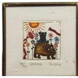 Vintage Miniature Animal Print Artist Signed and Numbered Titled MARRANA