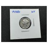 1938 D XF Mercury Dime