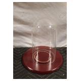 Glass Dome with Wooden Base Display Jar