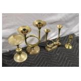 Collection of 5 Vintage Brass Candle Holders