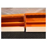 Set of 2 Vintage Orange Wooden Wall Shelves with Floral Design