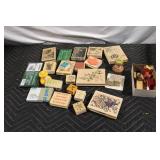 Collection of Decorative Rubber Stamps with Inks and Blocks