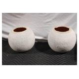 Pair of Large Spherical Textured Planters