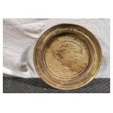 Antique Brass Charger Plate with Heraldic Lion Design