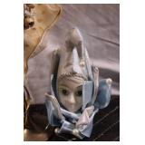 Pair of Venetian Style Mask Figurines - Jester and Pale Blue Design