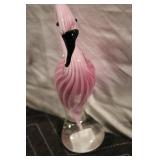 Handcrafted Pink Glass Flamingo Figurine