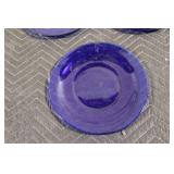 Set of 4 Cobalt Blue Glass Dinner Plates