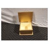 Golden Wooden Box with Santa and Child Image