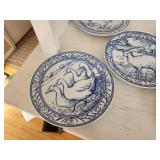 Blue & White Farm Animal Porcelain Plates