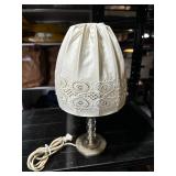 Vintage Lace Table Lamp with Glass Base