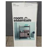 3 Shelf Wide Utility Storage Cart Gray - Room Essentials™: Steel Rolling Organizer with Wheels