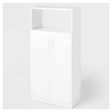 Large Storage Cabinet White - Brightroom™: Particle Board, 3 Shelves, Anti-Tip, Universal Storage - White