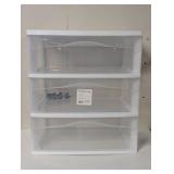 3 Drawer Wide Cart White - Brightroom™: Plastic Storage Drawers, Utility Cart with Casters