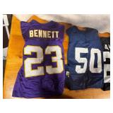 Collection of 4 NFL Team Jerseys Including Vikings, Broncos, Packers, and 49ers