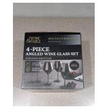 BRAND NEW THYME & TABLE 4PC. ANGLED WINE GLASS SET