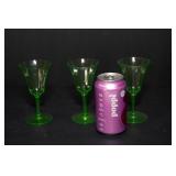 Three Uranium Glass Champagne Glasses