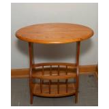 Oval Side Table with Magazine Rack