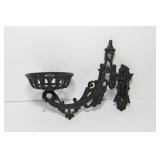 Antique Black Cast Iron Oil Lamp Holder with Wall Mount