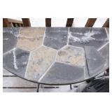 Stone Top Half Moon Patio Table