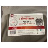 Queen Size Sunbeam Blanket Grey Fleece, 12 Heat Settings, 12-Hour Auto Shut-Off, Electric Heated Blanket with Controller, 84" x 72"