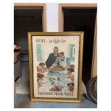 HUGE Framed Original 1943 WW2 Poster - Norman Rockwell - "Freedom From Want"