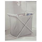 Folding X-Frame Triple Sorter Hamper Matte White - Brightroom