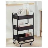 3 Tier Metal Utility Cart - Brightroom™ - Black