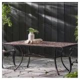 Outdoor Rectangular Cast Aluminum Dining Table, Shiny Copper Customer Returns See Pictures