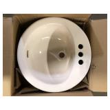 Glacier Bay Aragon 19 in. Drop-In Round Fireclay Bathroom Sink in Bone    Customer Returns See Pictures