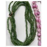 Jade Colored and Pink Beads and Multi Color Bracelet